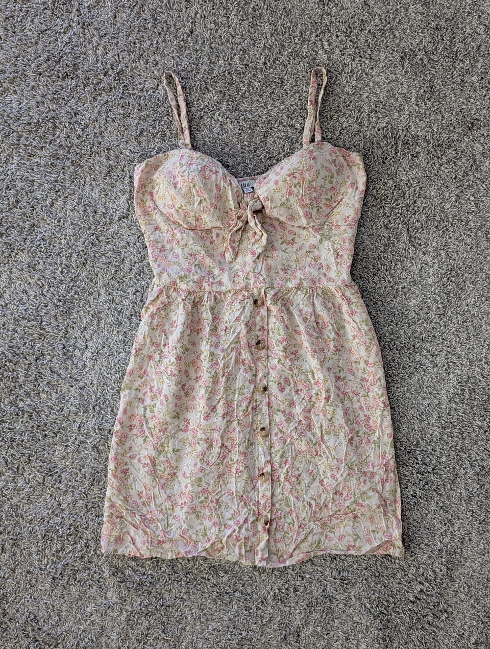 AUW Pink Floral Button-Front Mini Dress